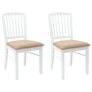 vidaXL Jedilni stoli 2 kos Masivno gumovo les Bela 50 x 52,5 x 91 cm