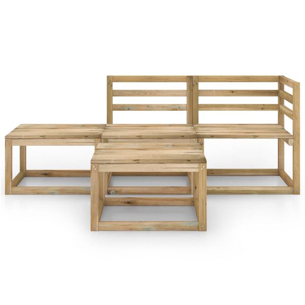 vidaXL Vrtna sedežna garnitura 4-delna zelena impregnirana borovina