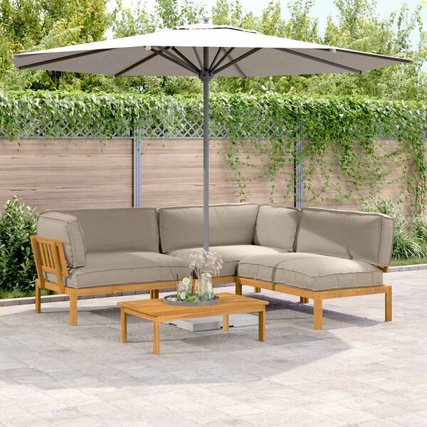 vidaXL Kavčna garnitura z blazino 4 pcs Taupe Masiven les akacije