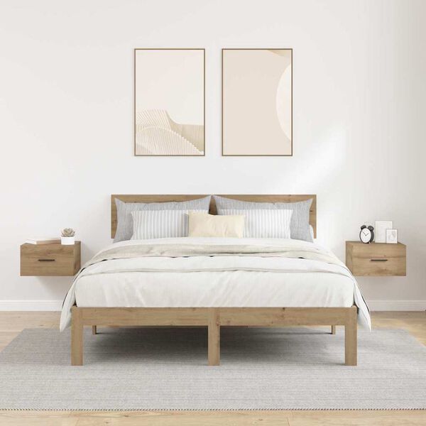 vidaXL Nočna omarica s predalom 2 pcs artisan hrast 35 x 35 x 20 cm