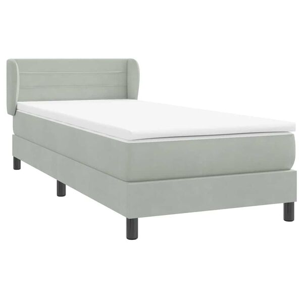 vidaXL Box spring postelja z vzmetnico Svetlo siva 80x210 cm žamet