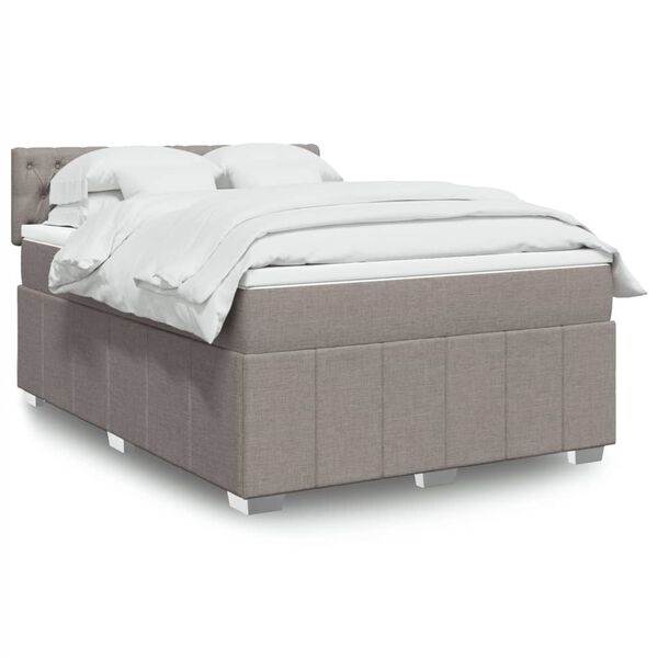 vidaXL Box spring postelja z vzmetnico taupe 140x190 cm blago
