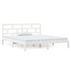 vidaXL Posteljni okvir bel 135x190 cm trden les