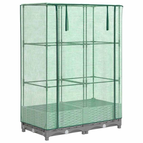 vidaXL Visoka greda s prevleko za rastlinjak videz ratana 80x40x123 cm