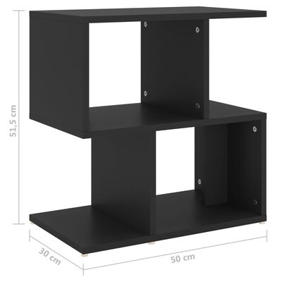 vidaXL Nočna omarica črna 50x30x51,5 cm iverna plošča