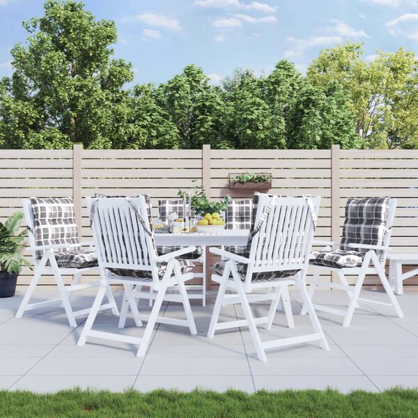 vidaXL Blazina za stol 6 kosov siva karirasta oxford tkanina