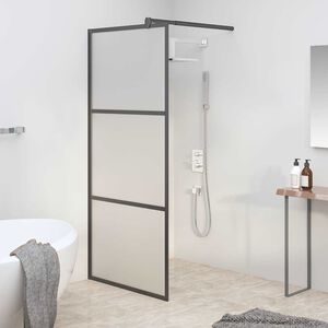 vidaXL Pregrada za tu&scaron; 80x195 cm motno ESG steklo črna