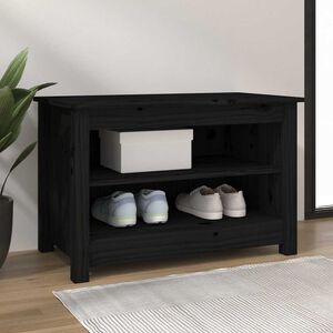 vidaXL Klop za čevlje črna 70x38x45,5 cm trdna borovina