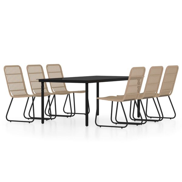 vidaXL Vrtna jedilna garnitura 7-delna hrast