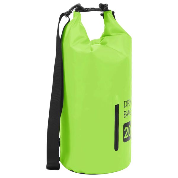 vidaXL Torba Dry Bag z zadrgo zelena 20 L PVC