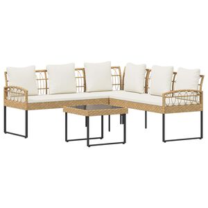 vidaXL Komplet vrtnem sedežu 2 pcs Naravna Poli ratan in jeklo