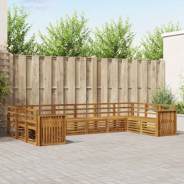 vidaXL Sedežne garniture 10 pcs Naravna Masiven les akacije