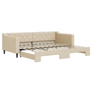 vidaXL Izvlečna dnevna postelja krem 90x200 cm blago