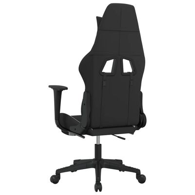 vidaXL Gaming stol z oporo za noge črno in belo blago