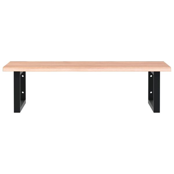 vidaXL Stenska polica za umivalnik jeklo in trdna hrastovina