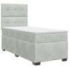 vidaXL Postelja boxspring z vzmetnico Svetlo siva 90 x 200 cm Žamet