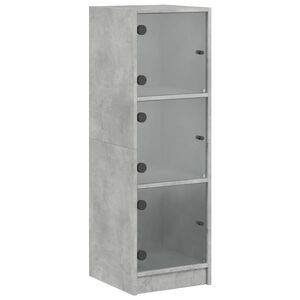 vidaXL Visoka omara s steklenimi vrati betonsko siva 35x37x109 cm
