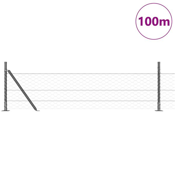 vidaXL Steber ograje. Siva 100 x 0,5 m (50 mm mreža) Jeklo in PVC