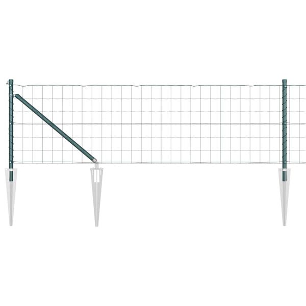 vidaXL Ograja s stebrom Zelena 0,6 x 25 m Jeklo in PVC