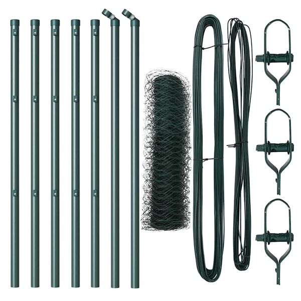 vidaXL Steber ograje. Zelena 10 x 0,8 m (36 mm mreža) Jeklo in PVC