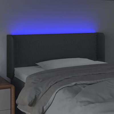 vidaXL LED posteljno vzglavje temno sivo 83x16x78/88 cm blago