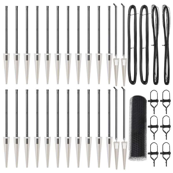 vidaXL Steber ograje. Siva 50 x 1 m (13 mm mreža) Jeklo in PVC