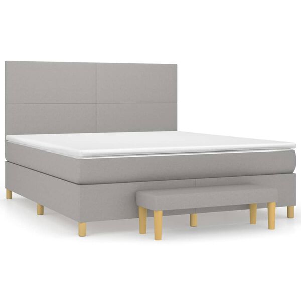 vidaXL Box spring postelja z vzmetnico svetlo siva 180x200 cm blago