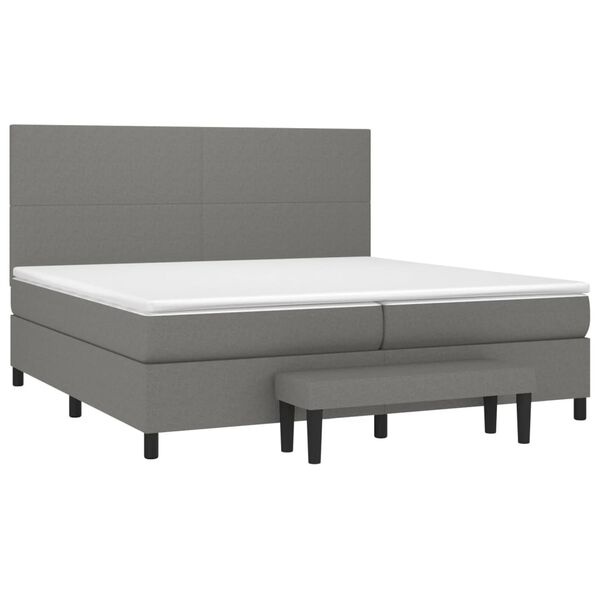 vidaXL Box spring postelja z vzmetnico temno siva 200x200 cm blago