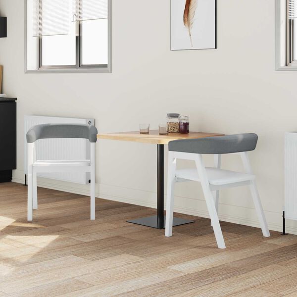 vidaXL Jedilni stoli 2 pcs Bela 54 x 57 x 73 cm Masivno gumijasto les