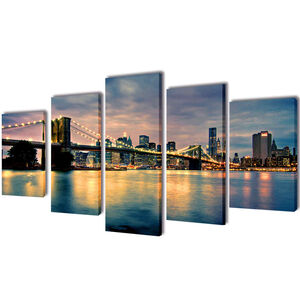 Set platen s printom reke in Brooklynskega mostu 200 x 100 cm