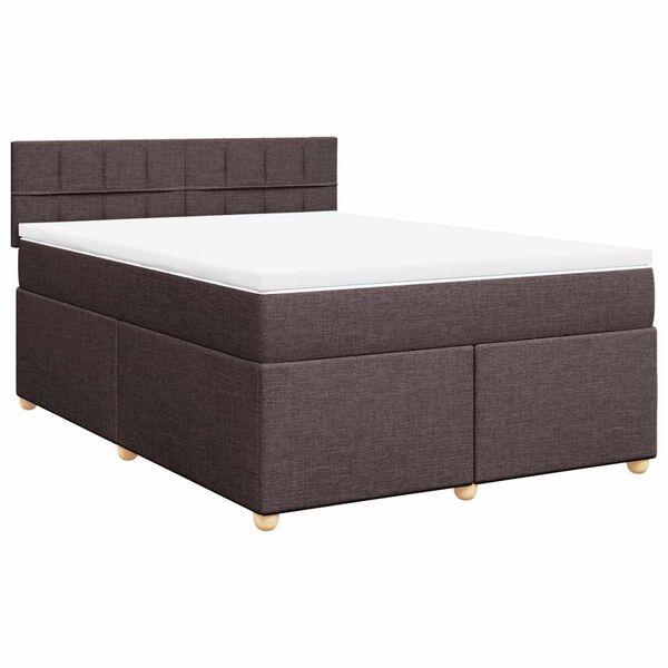 vidaXL Box spring postelja z vzmetnico temno rjav 140x190 cm blago