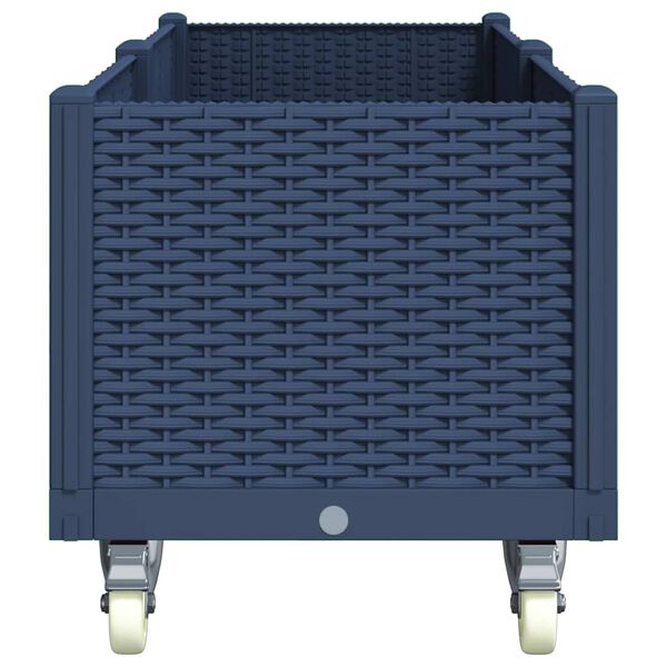 vidaXL Cvetlično korito s kolesi modro sivo 160x50x54 cm PP