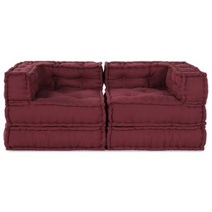 vidaXL Modularna sedežna enota 2 pcs Bordo 140 x 70 x 56 cm Blago