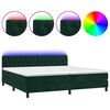 vidaXL Box spring postelja z vzmetnico LED tem. zelena 200x200cm žamet