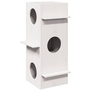 vidaXL Hi&scaron;a za mačke Bela 43x43x90 cm masivni les borovega lesa