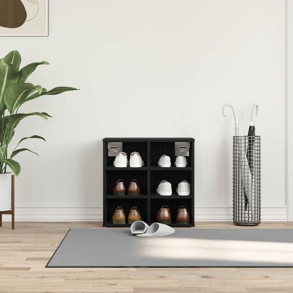 vidaXL Omara za čevlje s polico Črna Orehovina 52 x 30 x 50,5 cm