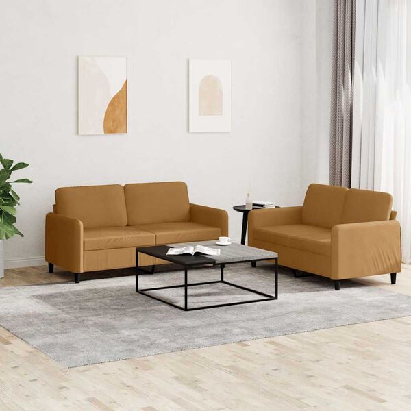 vidaXL Sedežna garnitura 2-delna rjav žamet