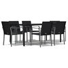 vidaXL Vrtna jedilna garnitura 7-delna z blazinami poli ratan jeklo