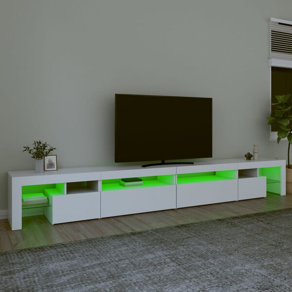 vidaXL TV omarica z LED lučkami bela 290x36,5x40 cm
