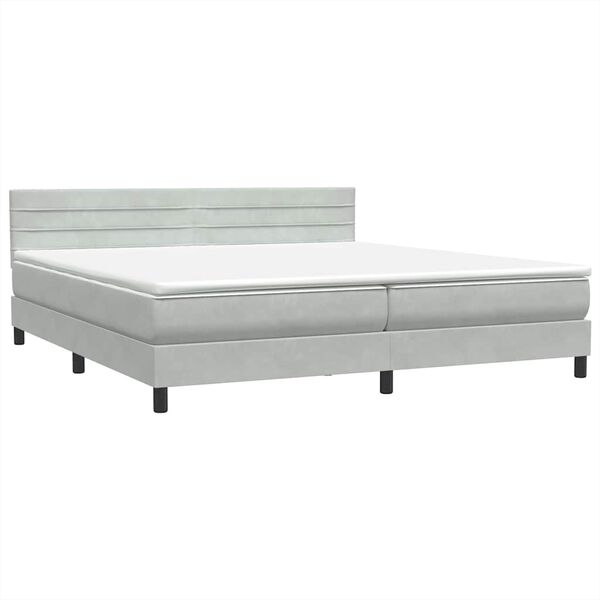 vidaXL Box spring postelja z vzmetnico svetlo siva 180x210 cm žamet