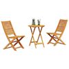 vidaXL Zložljiv bistro set 3 pcs Rjava Masiven les akacije
