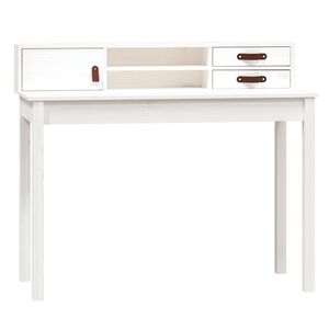 vidaXL Pisalna miza bela 110x50x93 cm trdna borovinax
