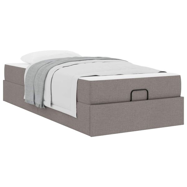vidaXL Posteljni okvir z vzmetnico z vzmetnico 2 pcs Taupe blago