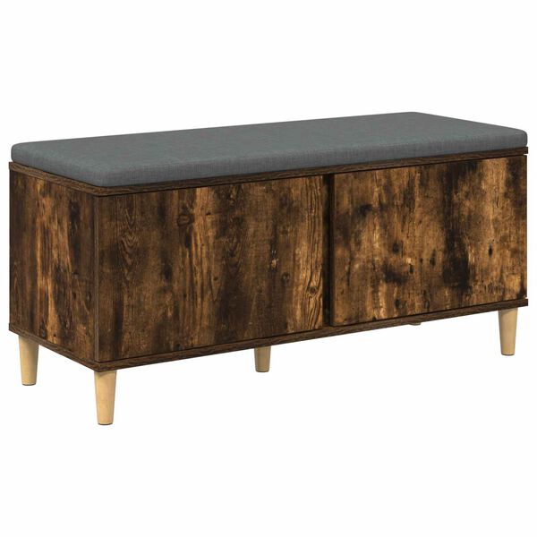 vidaXL Haldna klop z blazino z vrati Dimljeni oreh 100 x 38 x 46 cm