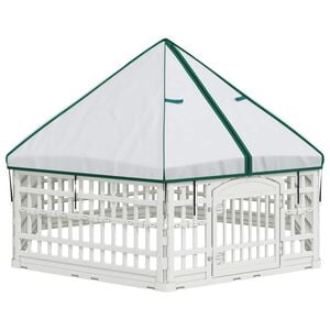 vidaXL 6 Panelna Pasja Ograja 177,5 x 154,5 x 112 cm Plastika Bela