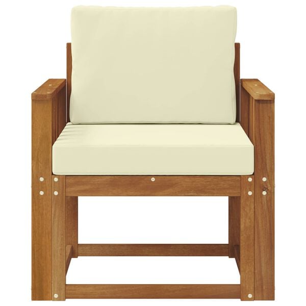 vidaXL Zunanji kavč Masivno akacijevo les in poliester Naravna