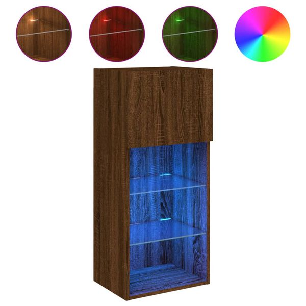 vidaXL TV omarica z LED lučkami rjav hrast 40,5x30x90 cm