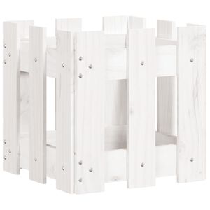 vidaXL Vrtno korito z ograjico belo 30x30x30 cm trdna borovina