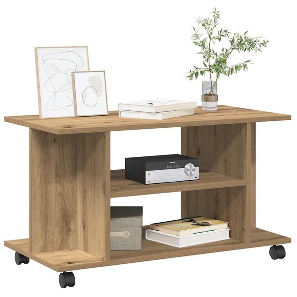 vidaXL TV omarica s kolesci artisan hrast 80x40x45 cm inženirski les