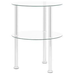 vidaXL 2-nadstropna stranska mizica prozorna 38 cm kaljeno steklo